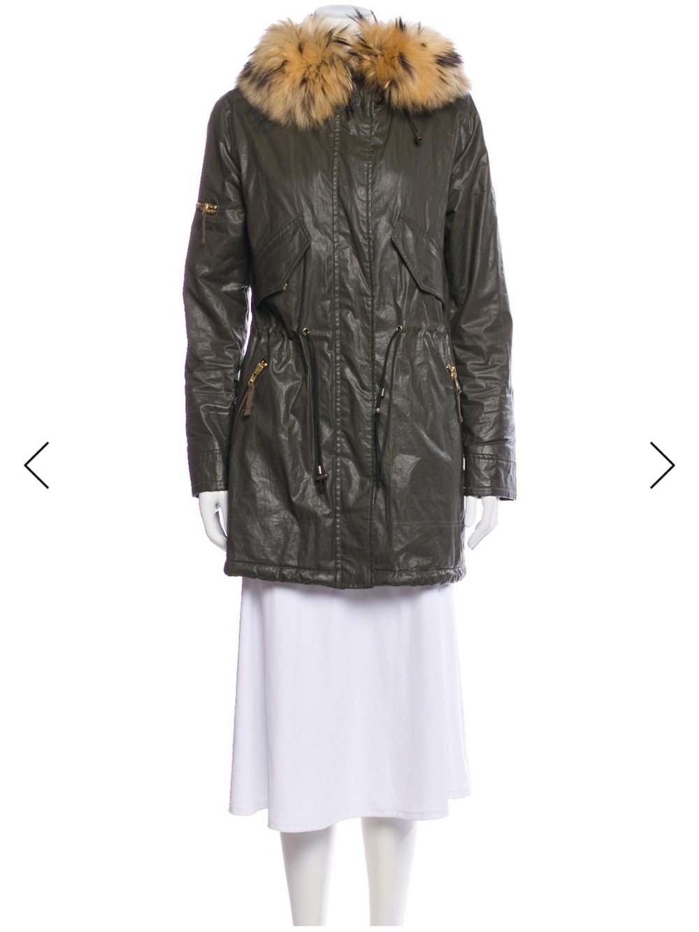 SAM. Olive Green Utility Parka with Tan Fur-Trim Hood